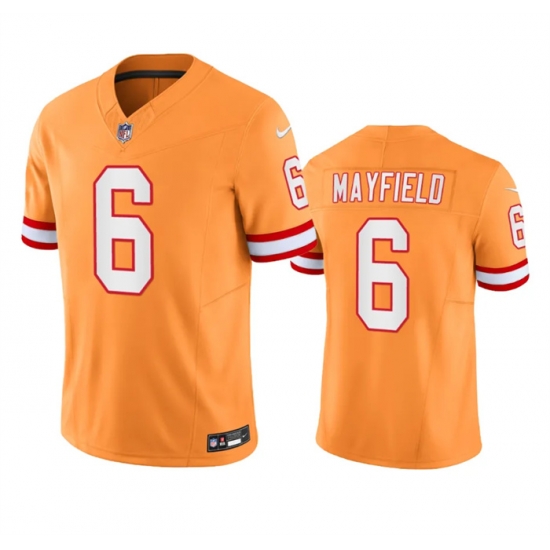 Men Tampa Bay Buccaneers 6 Baker Mayfield Orange Throwback Limited Stitched Jersey Men Tampa Bay Buccaneers 6 Baker Mayfield Orange Throwback Limited Stitched Jersey