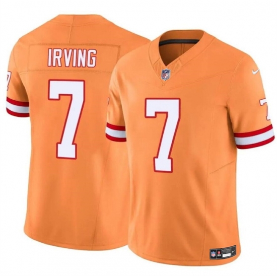 Men Tampa Bay Buccaneers 7 Bucky Irving Orange F U S E Throwback Limited Stitched Jersey Men Tampa Bay Buccaneers 7 Bucky Irving Orange F U S E Throwback Limited Stitched Jersey