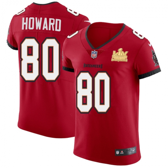 Men Tampa Bay Buccaneers 80 O J Howard Men Super Bowl LV Champions Patch Nike Red Vapor Elite Jersey Men Tampa Bay Buccaneers 80 O J Howard Men Super Bowl LV Champions Patch Nike Red Vapor Elite Jersey