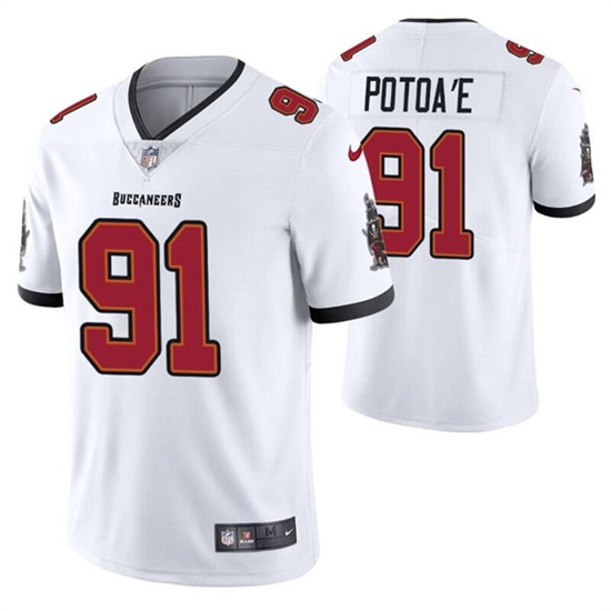 Men Tampa Bay Buccaneers 91 Benning Potoa White Vapor Untouchable Limited Stitched Jersey Men Tampa Bay Buccaneers 91 Benning Potoa White Vapor Untouchable Limited Stitched Jersey