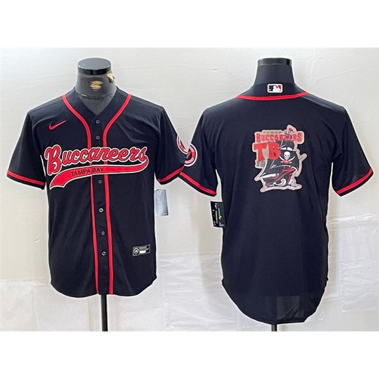 Men Tampa Bay Buccaneers Black Team Big Logo With Patch Cool Base Stitched Baseball Jersey Men Tampa Bay Buccaneers Black Team Big Logo With Patch Cool Base Stitched Baseball Jersey