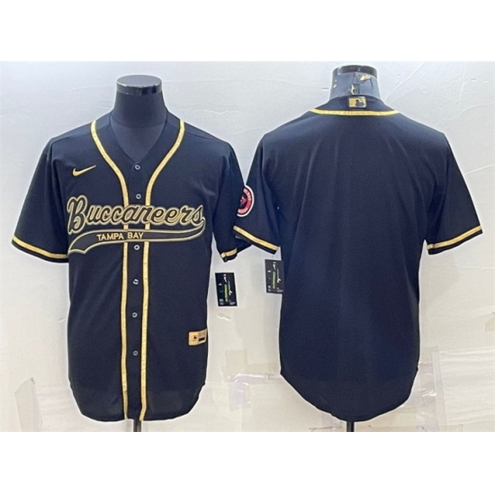 Men Tampa Bay Buccaneers Blank Black Gold With Patch Cool Base Stitched Baseball Jersey Men Tampa Bay Buccaneers Blank Black Gold With Patch Cool Base Stitched Baseball Jersey