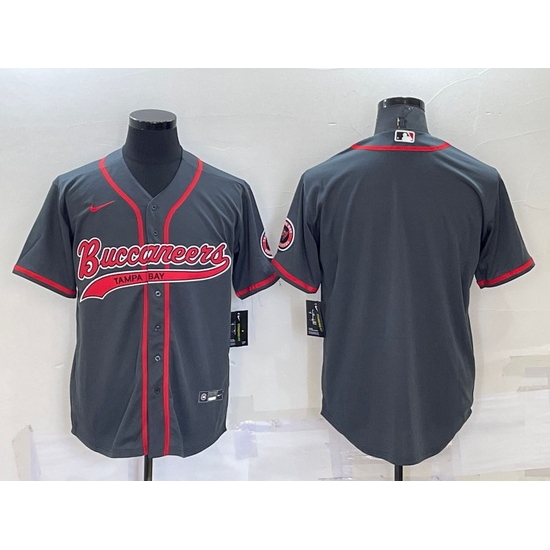 Men Tampa Bay Buccaneers Blank Charcoal Cool Base Stitched Baseball Jersey Men Tampa Bay Buccaneers Blank Charcoal Cool Base Stitched Baseball Jersey