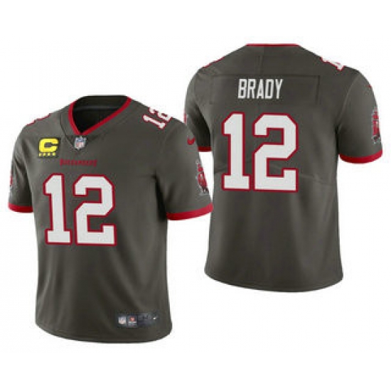 Men Tom Brady Tampa Bay Buccaneers Pewter Captain Patch Vapor Limited Jersey Men Tom Brady Tampa Bay Buccaneers Pewter Captain Patch Vapor Limited Jersey