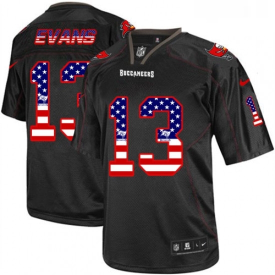 Mens Nike Tampa Bay Buccaneers 13 Mike Evans Elite Black USA Flag Fashion NFL Jersey Mens Nike Tampa Bay Buccaneers 13 Mike Evans Elite Black USA Flag Fashion NFL Jersey