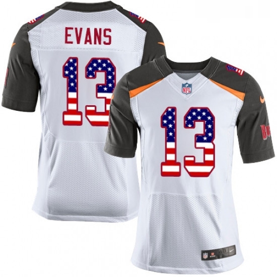 Mens Nike Tampa Bay Buccaneers 13 Mike Evans Elite White Road USA Flag Fashion NFL Jersey Mens Nike Tampa Bay Buccaneers 13 Mike Evans Elite White Road USA Flag Fashion NFL Jersey