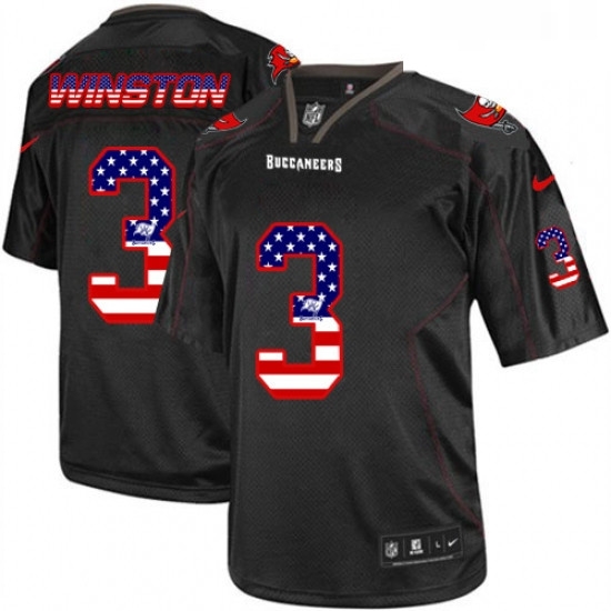 Mens Nike Tampa Bay Buccaneers 3 Jameis Winston Elite Black USA Flag Fashion NFL Jersey Mens Nike Tampa Bay Buccaneers 3 Jameis Winston Elite Black USA Flag Fashion NFL Jersey
