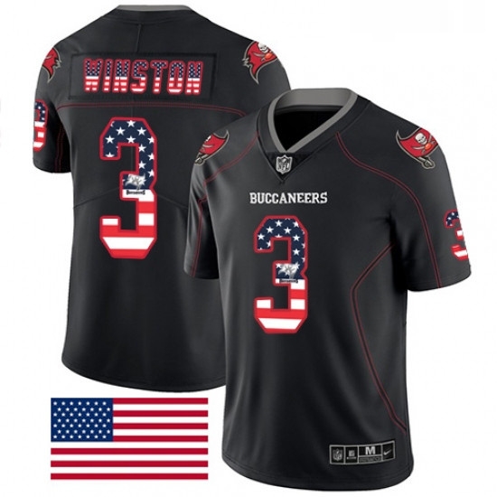 Mens Nike Tampa Bay Buccaneers 3 Jameis Winston Limited Black Rush USA Flag NFL Jersey Mens Nike Tampa Bay Buccaneers 3 Jameis Winston Limited Black Rush USA Flag NFL Jersey