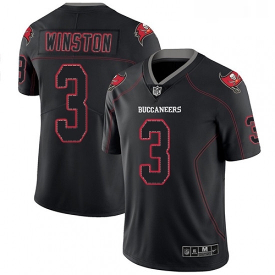 Mens Nike Tampa Bay Buccaneers 3 Jameis Winston Limited Lights Out Black Rush NFL Jersey Mens Nike Tampa Bay Buccaneers 3 Jameis Winston Limited Lights Out Black Rush NFL Jersey