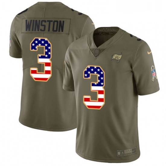 Mens Nike Tampa Bay Buccaneers 3 Jameis Winston Limited OliveUSA Flag 2017 Salute to Service NFL Jersey Mens Nike Tampa Bay Buccaneers 3 Jameis Winston Limited OliveUSA Flag 2017 Salute to Service NFL Jersey