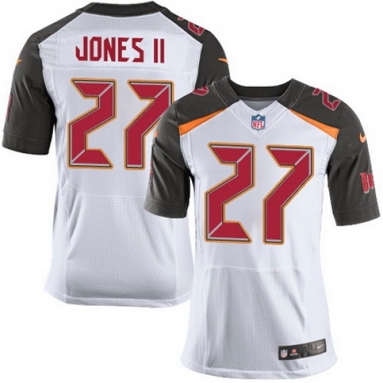 Nike Buccaneers #27 Ronald Jones II White Mens Stitched NFL New Elite Jersey Nike Buccaneers #27 Ronald Jones II White Mens Stitched NFL New Elite Jersey