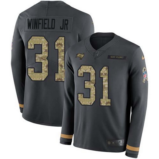 Nike Buccaneers 31 Antoine Winfield Jr Anthracite Salute to Service Men Stitched NFL Limited Therma Long Sleeve Jersey Nike Buccaneers 31 Antoine Winfield Jr Anthracite Salute to Service Men Stitched NFL Limited Therma Long Sleeve Jersey