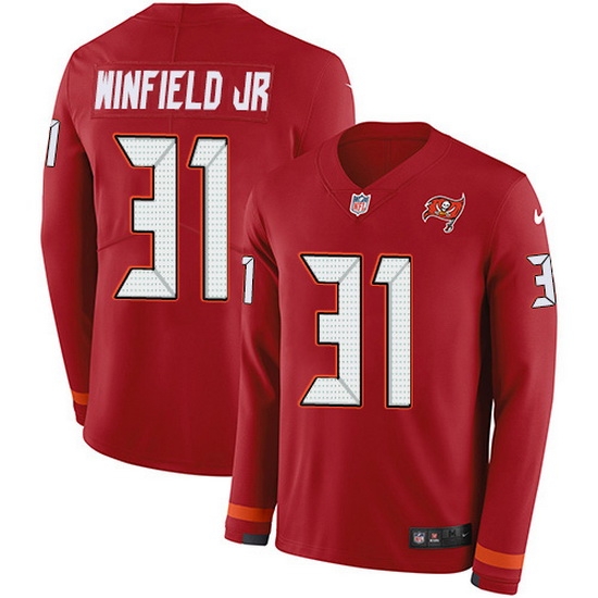 Nike Buccaneers 31 Antoine Winfield Jr Red Team Color Men Stitched NFL Limited Therma Long Sleeve Jersey Nike Buccaneers 31 Antoine Winfield Jr Red Team Color Men Stitched NFL Limited Therma Long Sleeve Jersey