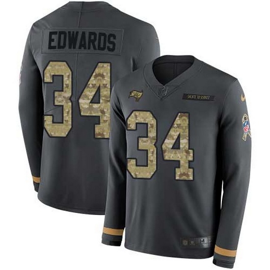 Nike Buccaneers 34 Mike Edwards Anthracite Salute to Service Men Stitched NFL Limited Therma Long Sleeve Jersey Nike Buccaneers 34 Mike Edwards Anthracite Salute to Service Men Stitched NFL Limited Therma Long Sleeve Jersey
