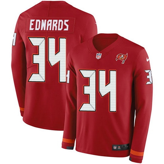 Nike Buccaneers 34 Mike Edwards Red Team Color Men Stitched NFL Limited Therma Long Sleeve Jersey Nike Buccaneers 34 Mike Edwards Red Team Color Men Stitched NFL Limited Therma Long Sleeve Jersey