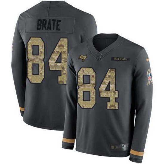 Nike Buccaneers 84 Cameron Brate Anthracite Salute to Service Men Stitched NFL Limited Therma Long Sleeve Jersey Nike Buccaneers 84 Cameron Brate Anthracite Salute to Service Men Stitched NFL Limited Therma Long Sleeve Jersey