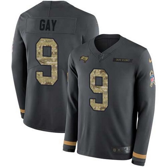 Nike Buccaneers 9 Matt Gay Anthracite Salute to Service Men Stitched NFL Limited Therma Long Sleeve Jersey Nike Buccaneers 9 Matt Gay Anthracite Salute to Service Men Stitched NFL Limited Therma Long Sleeve Jersey