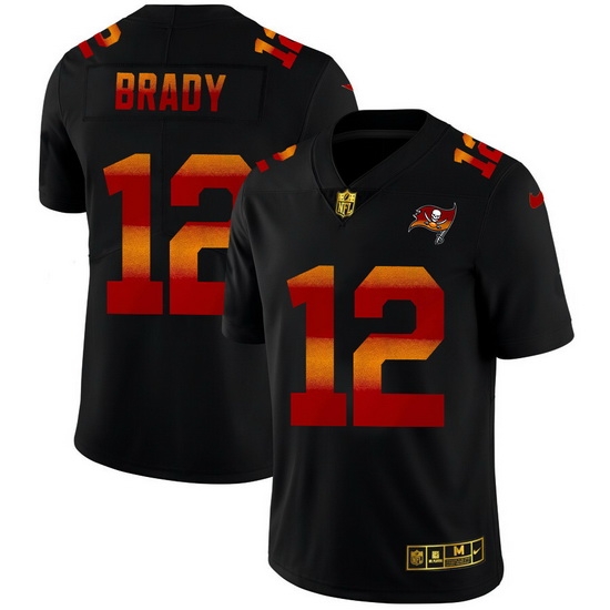 Tampa Bay Buccaneers 12 Tom Brady Men Black Nike Red Orange Stripe Vapor Limited NFL Jersey Tampa Bay Buccaneers 12 Tom Brady Men Black Nike Red Orange Stripe Vapor Limited NFL Jersey