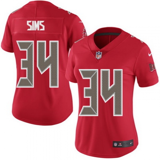 Nike Buccaneers #34 Charles Sims Red Womens Stitched NFL Limited Rush Jersey Nike Buccaneers #34 Charles Sims Red Womens Stitched NFL Limited Rush Jersey