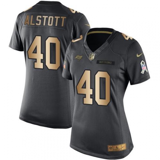 Nike Buccaneers #40 Mike Alstott Black Womens Stitched NFL Limited Gold Salute to Service Jersey Nike Buccaneers #40 Mike Alstott Black Womens Stitched NFL Limited Gold Salute to Service Jersey
