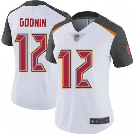 Women Buccaneers 12 Chris Godwin White Stitched Football Vapor Untouchable Limited Jersey Women Buccaneers 12 Chris Godwin White Stitched Football Vapor Untouchable Limited Jersey