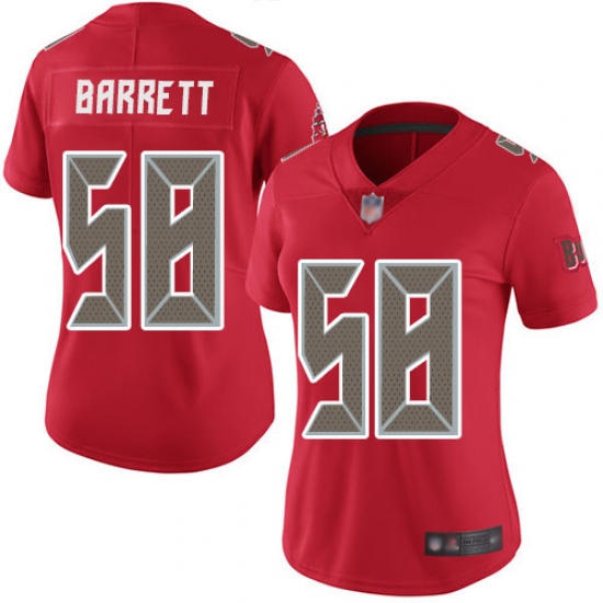 Women Buccaneers 58 Shaquil Barrett Red Stitched Football Limited Rush Jersey Women Buccaneers 58 Shaquil Barrett Red Stitched Football Limited Rush Jersey