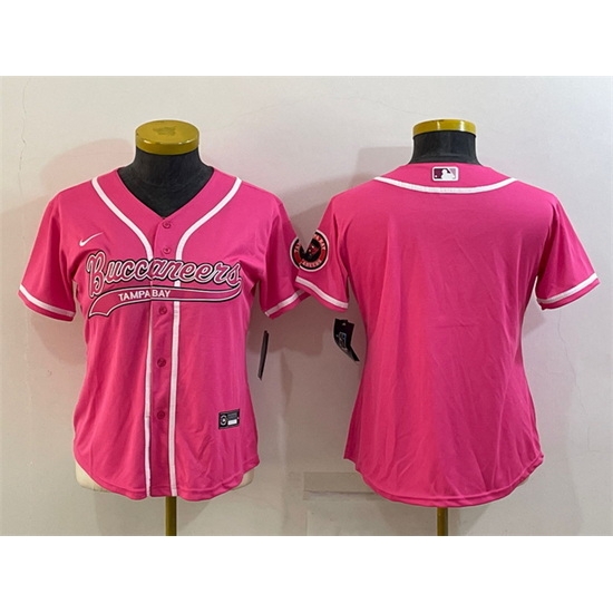 Women Tampa Bay Buccaneers Blank Pink With Patch Cool Base Stitched Baseball Jersey Women Tampa Bay Buccaneers Blank Pink With Patch Cool Base Stitched Baseball Jersey