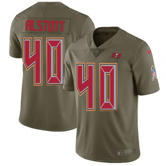 Womens Nike Buccaneers #40 Mike Alstott Olive Youth Stitched NFL Limited 2017 Salute to Service Jersey Womens Nike Buccaneers #40 Mike Alstott Olive Youth Stitched NFL Limited 2017 Salute to Service Jersey