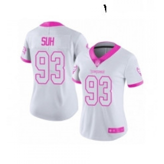 Womens Tampa Bay Buccaneers 93 Ndamukong Suh Limited White Pink Rush Fashion Football Jersey Womens Tampa Bay Buccaneers 93 Ndamukong Suh Limited White Pink Rush Fashion Football Jersey