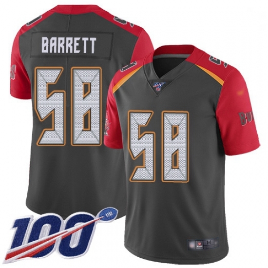 Youth Buccaneers 58 Shaquil Barrett Gray Stitched Football Limited Inverted Legend 100th Season Jersey Youth Buccaneers 58 Shaquil Barrett Gray Stitched Football Limited Inverted Legend 100th Season Jersey