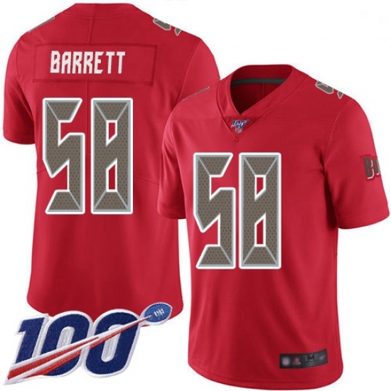Youth Buccaneers 58 Shaquil Barrett Red Stitched Football Limited Rush 100th Season Jersey Youth Buccaneers 58 Shaquil Barrett Red Stitched Football Limited Rush 100th Season Jersey