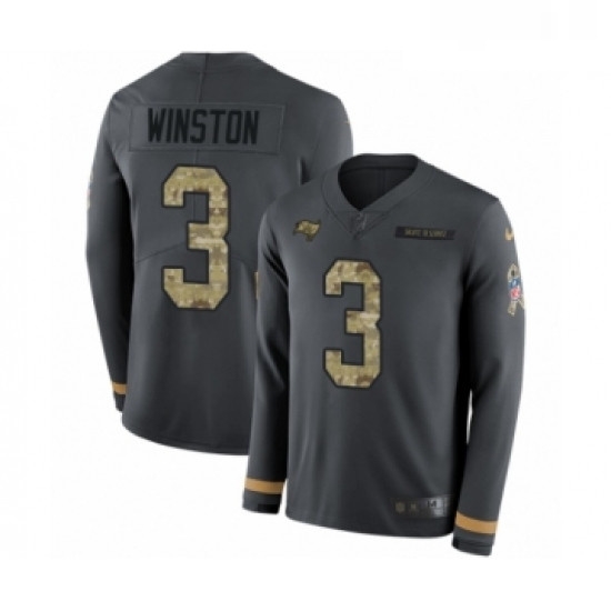 Youth Nike Tampa Bay Buccaneers 3 Jameis Winston Limited Black Salute to Service Therma Long Sleeve NFL Jersey Youth Nike Tampa Bay Buccaneers 3 Jameis Winston Limited Black Salute to Service Therma Long Sleeve NFL Jersey