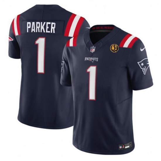 Men New England Patriots 1 DeVante Parker Navy 2023 F U S E With John Madden Patch Vapor Limited Stitched Football Jersey Men New England Patriots 1 DeVante Parker Navy 2023 F U S E With John Madden Patch Vapor Limited Stitched Football Jersey