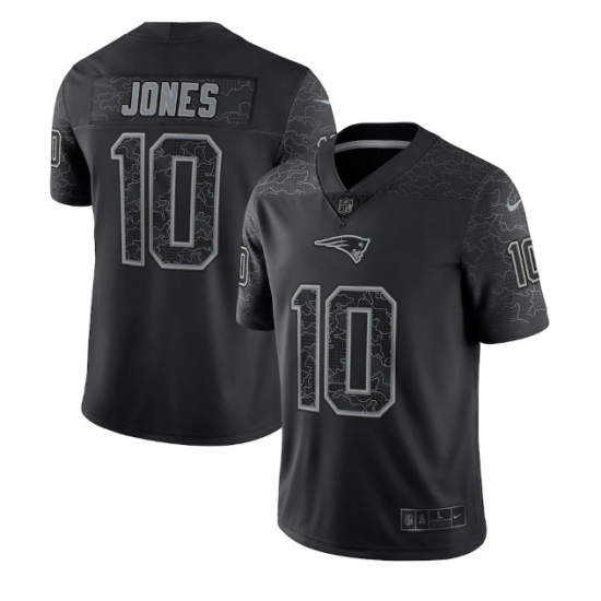 Men New England Patriots 10 Mac Jones Black Reflective Limited Stitched Football Jersey Men New England Patriots 10 Mac Jones Black Reflective Limited Stitched Football Jersey
