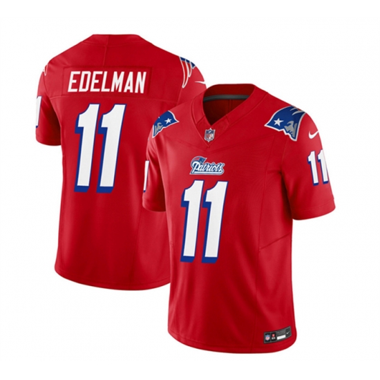 Men New England Patriots 11 Julian Edelman Red 2023 F U S E Throwback Limited Stitched Football Jersey Men New England Patriots 11 Julian Edelman Red 2023 F U S E Throwback Limited Stitched Football Jersey