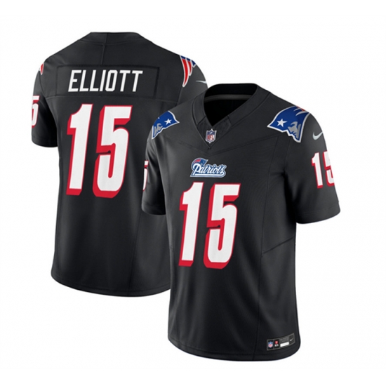 Men New England Patriots 15 Ezekiel Elliott Black 2023 F U S E Throwback Limited Stitched Football Jersey Men New England Patriots 15 Ezekiel Elliott Black 2023 F U S E Throwback Limited Stitched Football Jersey