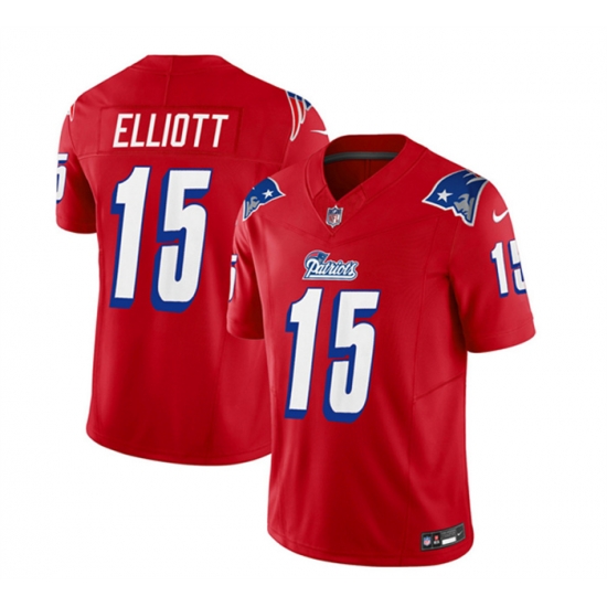 Men New England Patriots 15 Ezekiel Elliott Red 2023 F U S E Throwback Limited Stitched Football Jersey Men New England Patriots 15 Ezekiel Elliott Red 2023 F U S E Throwback Limited Stitched Football Jersey
