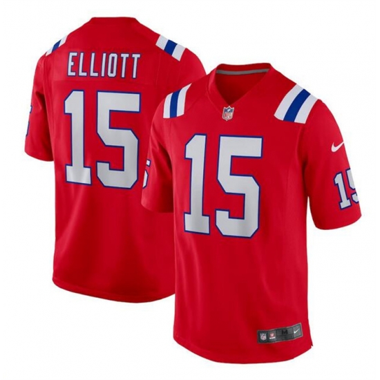 Men New England Patriots 15 Ezekiel Elliott Red Stitched Game Jersey Men New England Patriots 15 Ezekiel Elliott Red Stitched Game Jersey