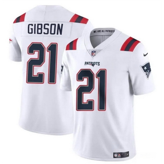Men New England Patriots 21 Antonio Gibson White Vapor Limited Stitched Football Jersey Men New England Patriots 21 Antonio Gibson White Vapor Limited Stitched Football Jersey