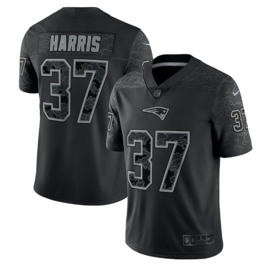 Men New England Patriots 37 Damien Harris Black Reflective Limited Stitched Football Jersey Men New England Patriots 37 Damien Harris Black Reflective Limited Stitched Football Jersey