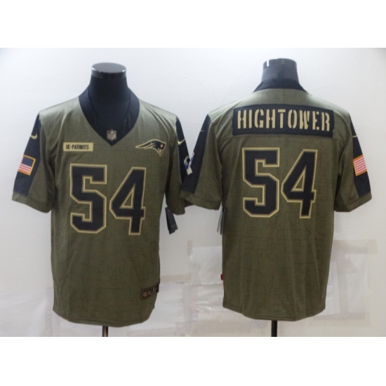 Men New England Patriots #54 Dont'a Hightower Nike Olive 2021 Salute To Service Limited Jersey Men New England Patriots #54 Dont'a Hightower Nike Olive 2021 Salute To Service Limited Jersey