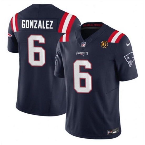 Men New England Patriots 6 Christian Gonzalez Navy 2023 F U S E With John Madden Patch Vapor Limited Stitched Football Jersey Men New England Patriots 6 Christian Gonzalez Navy 2023 F U S E With John Madden Patch Vapor Limited Stitched Football Jersey