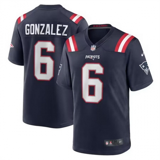Men New England Patriots 6 Christian Gonzalez Navy Stitched Game Jersey Men New England Patriots 6 Christian Gonzalez Navy Stitched Game Jersey