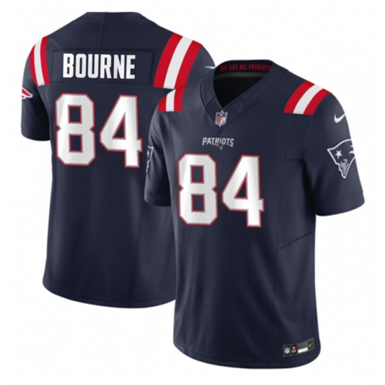 Men New England Patriots 84 Kendrick Bourne Navy 2023 F U S E Vapor Limited Stitched Football Jersey Men New England Patriots 84 Kendrick Bourne Navy 2023 F U S E Vapor Limited Stitched Football Jersey