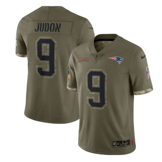 Men New England Patriots 9 Matt Judon Olive 2022 Salute To Service Limited Stitched Jersey Men New England Patriots 9 Matt Judon Olive 2022 Salute To Service Limited Stitched Jersey