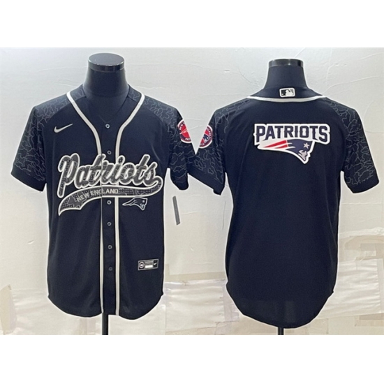Men New England Patriots Black Reflective Team Big Logo With Patch Cool Base Stitched Baseball Jersey Men New England Patriots Black Reflective Team Big Logo With Patch Cool Base Stitched Baseball Jersey