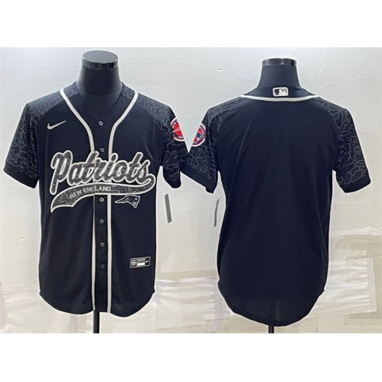 Men New England Patriots Blank Black Reflective With Patch Cool Base Stitched Baseball Jersey Men New England Patriots Blank Black Reflective With Patch Cool Base Stitched Baseball Jersey