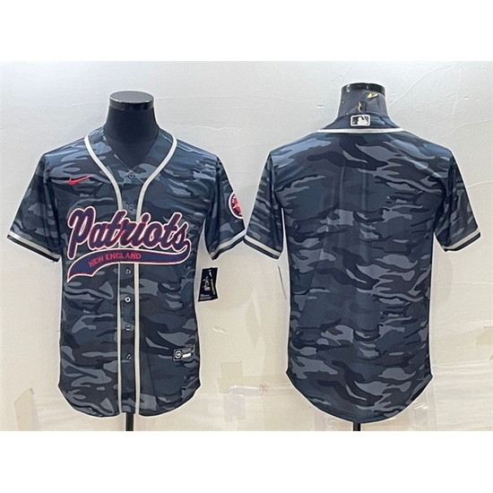 Men New England Patriots Blank Grey Camo With Patch Cool Base Stitched Baseball Jersey Men New England Patriots Blank Grey Camo With Patch Cool Base Stitched Baseball Jersey