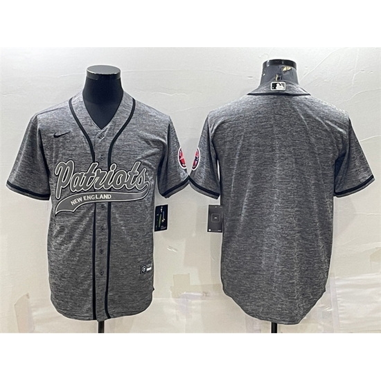 Men New England Patriots Blank Grey With Patch Cool Base Stitched Baseball Jersey Men New England Patriots Blank Grey With Patch Cool Base Stitched Baseball Jersey