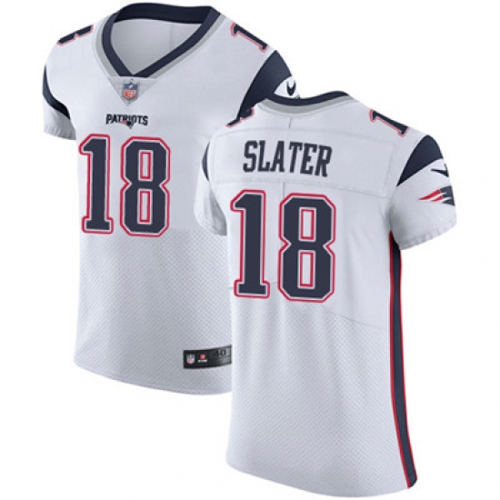Men Nike Patriots #18 Matt Slater White Stitched NFL Vapor Untouchable Elite Jersey Men Nike Patriots #18 Matt Slater White Stitched NFL Vapor Untouchable Elite Jersey